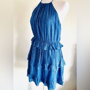lulus dress Sumer Mini Open Back Raffle Blue Women’s medium